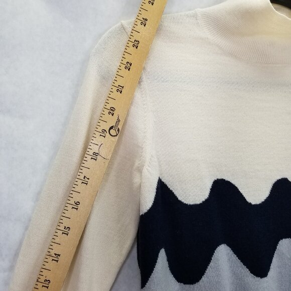Uniqlo × Marimekko Mock Turtleneck Sweater S Knit Wave Cream Gray Black Wool - Picture 14 of 15